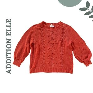 Addition Elle Textured Knit Sweater Long Sleeve Burnt Orange | Size 2X